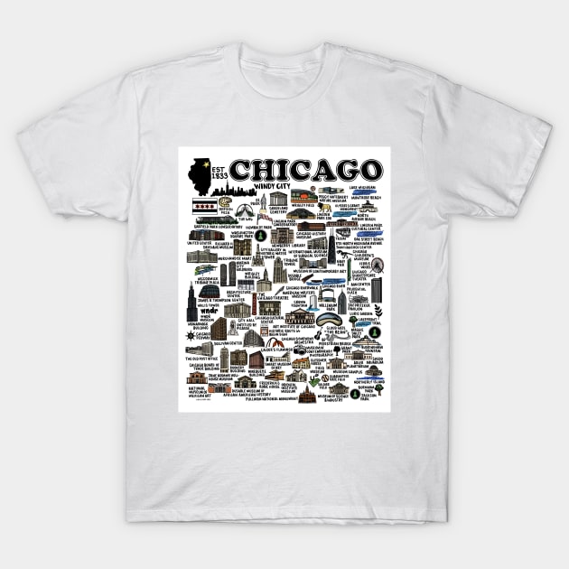 Chicago Map T-Shirt by fiberandgloss